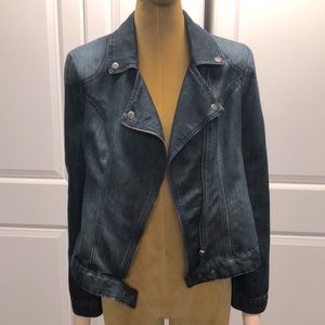 Women’s blue denim Guess moto jacket